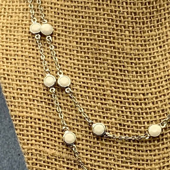 Charming Charlie Necklace Double Strand White Silver Chain Retro - Picture 3 of 5